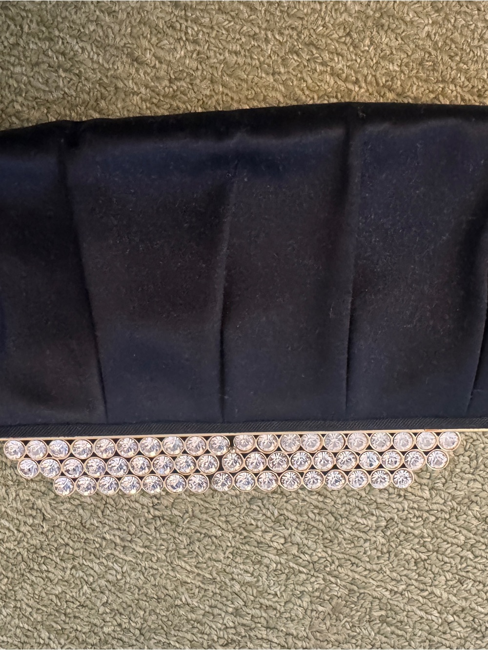 BCBGMaxAzria Black Satin Clutch with Crystal Trim